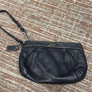Coach Black Leather Clutch Wristlet